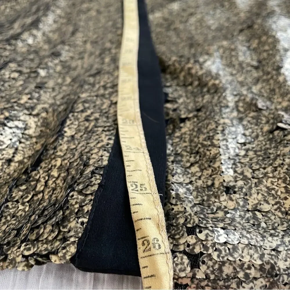 Aryn K. Silk Long Sleeve Sheer Black Blouse with Gold Sequins Size M - Picture 8 of 9